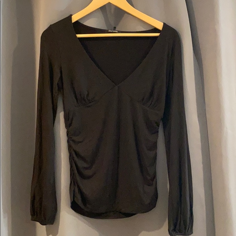 Daisy Fuentes Black Long Sleeve Top